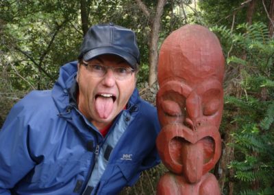 Maori sculpture and Shane, New Zealand