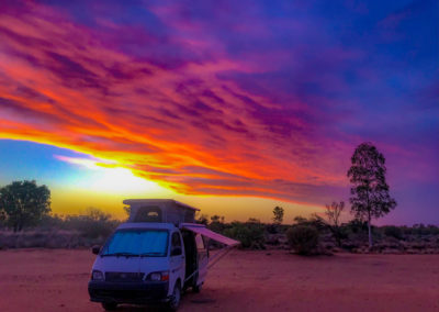 Out of this world view of Sunset in our free campground Vivshane Journeys